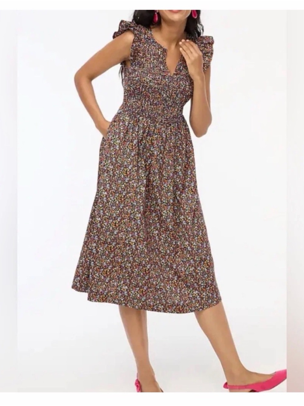 Like New J. Crew Factory Flutter Sleeved, Smocked Dress